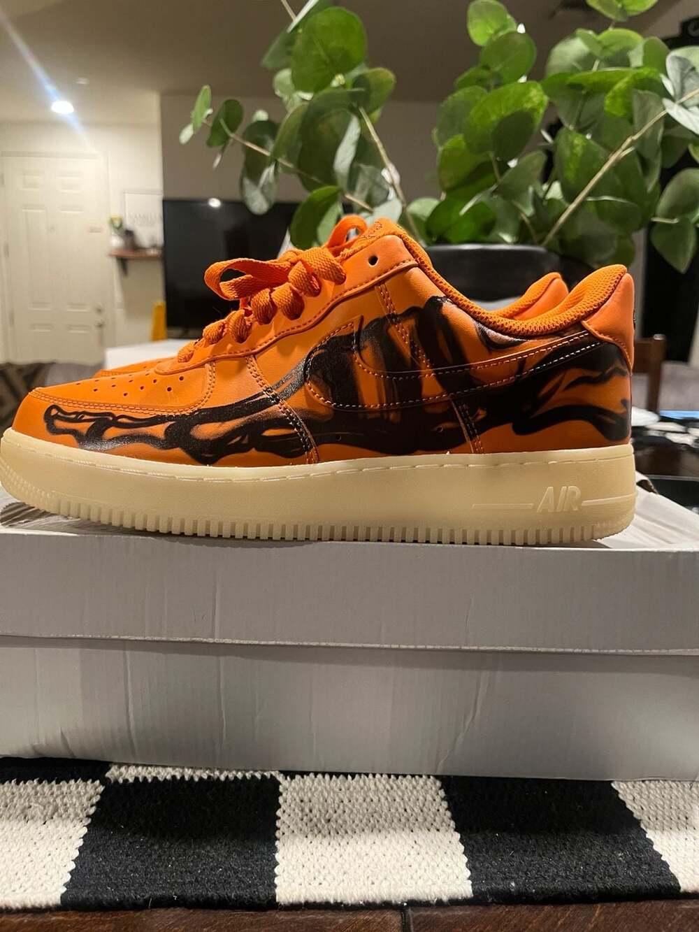 Nike Air Force 1 '07 Low Skeleton QS Starfish/Black Mens Size 14 CU8067 800 New